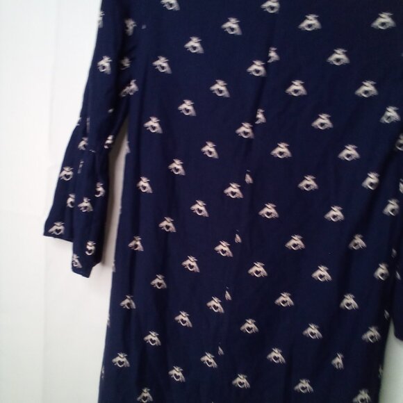 Joules Dress Women 2 Half Bell Sleeve Gardenia Bees With Heart Blue White - Picture 13 of 16